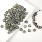 TUMBEELLUWA Natural Gemstone Beads for Jewelry Making, Rondelle Large Hole Loose Beads Pack of 15,Labradorite(8x14mm) - color: Light Gray