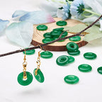 FASHEWELRY 10Pcs Natural Jade Donut Disc Gemstone Pendants 24-25mm Large Hole Healing Chakra Polished Stone Flat Round Bead Charms for Jewelry Making Hole: 5mm - color: 24~25mm, Jade, Green
