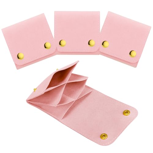 3pcs Small Jewelry Bags Butto Pouches Organizer Cases Gift Bags for Jewelry, 3"x3", (pink) - color: pink 1