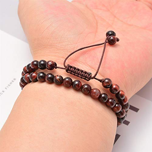 NCB 100pcs Genuine Gemstone Loose Beads 6mm Natural Stone Beads Round Real Energy Stones for DIY Jewelry Making Bracelet Necklace, Stretch Unisex (Red Tiger's Eye, 6mm 100Beads) - color: Red Tiger's Eye, size: 6mm 100Beads