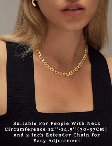 Moodear Gold Necklace for Women Dainty Chunky 14K Gold Plated/Sliver Plated Chain Necklace Cuban Link Paperclip Chain Choker Toggle Clasp Layered Necklace for Women Trendy Fashion Gift - style: Cuban Link Chain