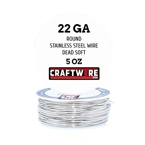 Solid Bare Stainless Steel Wire Round Selection, Dead Soft, 5OZ, 22 Gauge - color: Stainless Steel, size: Stainless Steel 5 OZ - 22 GA