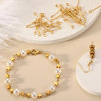Junkin 1400 Pcs Eye Pins Mix Jewelry Findings 0.63 * 0.79 * 1.18 in Open Eye Head Pins Findings for Jewelry Making DIY Necklace Bracelets(Retro Gold) - color: Gold