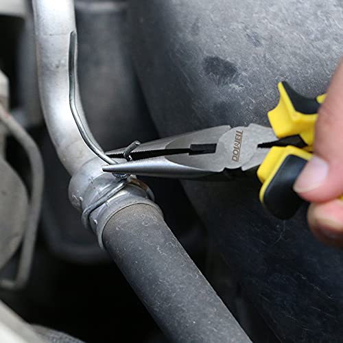 DOWELL 6 Inch Long Nose Pliers Needle Nose Pliers with Wire Cutter Nickel Chromium Steel Construction Professional Handle - size: 6"Long Nose Pliers