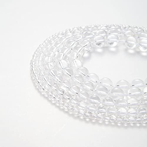 100Pcs Natural Stone Beads 6mm Crystal Quartz Round Gemstone Loose Beads with Elastic Bracelet String for Bracelets, Necklace, Jewelry Making - color: Clear Crystal Quartz, size: 6mm