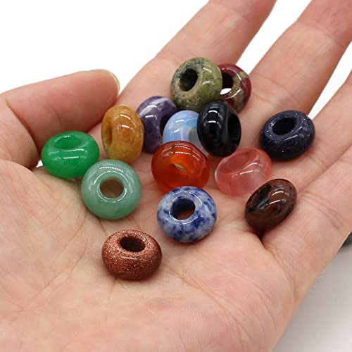 QSLLER Natural Semi-Precious Stone Large Hole Loose Beads Abacus Shape Fashionable Opal Amethyst Unakite Rose Quartz Charm Beads for Making Necklace Bracelet - color: 8x14mm