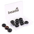BEADIA Natural Black Onyx Rondelle Stone with Large Hole (5.5mm) Loose Semi Gemstone Beads for Jewelry Making 14mmx7.5mm 12pcs - color: Black Onyx, size: 14mm x 7.5mm