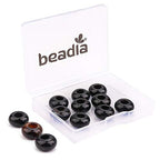 BEADIA Natural Black Onyx Rondelle Stone with Large Hole (5.5mm) Loose Semi Gemstone Beads for Jewelry Making 14mmx7.5mm 12pcs - color: Black Onyx, size: 14mm x 7.5mm