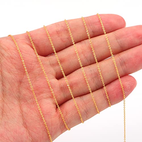 BEADIA 18K Gold Plated O Chains 1.0mm 2 Meters for Jewelry Making Findings - color: O Chain, size: 1.0mm