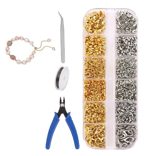 Crimps for Jewelry Making | Crimper Beads,Beading Tubes Maker Accessories with Pliers for Rings Chains Earrings Necklaces Workplace Beginner Professional - color: 12-frame Set