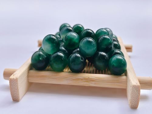 Stone Beads 6mm 140pcs Green Flower Jade Beads Round Loose Gemstones Beads for Bracelet Necklace Jewelry Making (6mm, 60626 Green Flower Jade) - color: Green Flower Jade Beads, size: 6mm