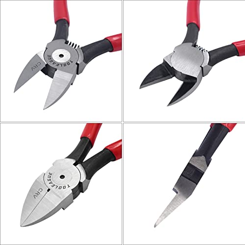 TOOLEAGUE Wire Flush Cutters, 7-Inch Side Cutter Clippers,C-RV Ultra Sharp Flush Cut Pliers, Heavy Duty Wire Cutters for Crafts,Artificial Flowers,Jewelry Making, Electrical & Any Clean Cut Needs