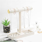 Coward Jewelry Organizer Stand, Velvet Necklace Bracelet Watch Ring Display Holder with Tray, Multi-use Jewelry Display Stand for Women Girls Dresser Nightstand (Beige) - color: Beige Gold End