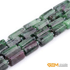 GEM-Inside 31Pcs 8x12mm Natural Green Ruby Zoisite Stone Gemstone Faceted Freeform Tube Column Chakra Beads for Jewelry Making Full 15" Strand Power Energy Healing Stone - color: Green Ruby Zoisite