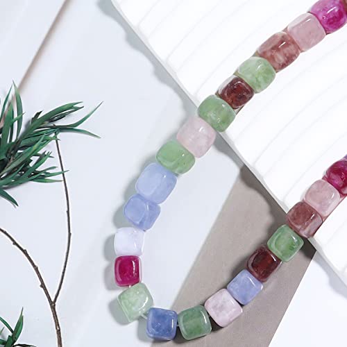 8MM Natural Tourmaline Gemstone Loose Square Cube Beads Stone Healing Power for Jewelry Making DIY Bracelet Necklace Earrings Rings - color: Tourmaline