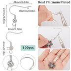 SUNNYCLUE 1 Box 100Pcs Earring Hooks Hypoallergenic Earring Findings Real Platinum Plated Brass Fish Hook Ear Wires with Filigree Round Ball French Earring Hook for Jewelry Making Supplies Women - color: 100pcs Platinum Plated Earring Hooks With Filigree