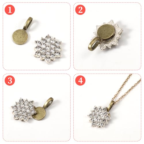 Psyqtsuary 100 pcs Bails for Jewelry Making Silver on Flat Pad Bails Round Pendants Charms Connector Hanger Glue On Pendant Bail Jewelry Bail - color: Bronze