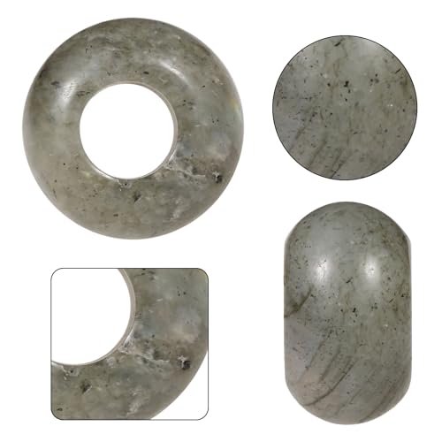 TUMBEELLUWA Natural Gemstone Beads for Jewelry Making, Rondelle Large Hole Loose Beads Pack of 15,Labradorite(8x14mm) - color: Light Gray