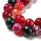 62pcs 6mm Natural Agate Beads Strands Faceted Round Small Loose Crystal Gemstone Bead Spacer for DIY Jewelry Making Accessories Red - color: Red