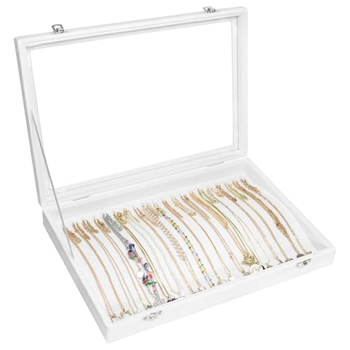 Vicoter Velvet Necklace Display Jewelry Tray 20 Hook Necklace Tray Necklace Pendant Jewelry Tray for Women and Girls - color: Ivory, size: 20 Hook