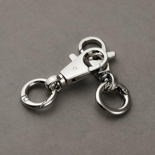 2pcs Double Opening Snap Hooks Heavy Duty Metal Push Gate Swivel Lobster Clasp Keychain Clip Purse Making Accessories (Silver) - color: Silver