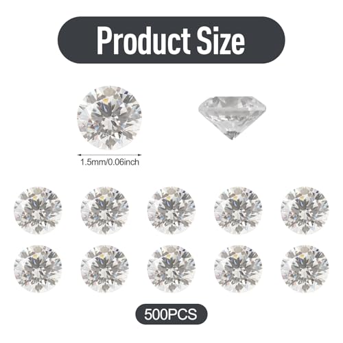 FASHEWELRY 500Pcs 1.5mm Cubic Zirconia Cabochons Tiny Rhinestone Clear Pointed Back Faceted Crystal Diamante Gems for Nail Art Craft Replacing Jewelry Grade AAA - color: Clear, size: 1.5mm