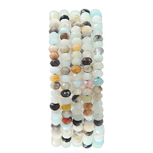 BEADIA Natural Amazonite Beads 4x2mm 120pcs Faceted Rondelle Loose Semi Gemstone Beads for Jewelry Making Design - color: Amazonite