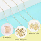 SMYHTGLIF 5 Meters Gold Plated Brass Bead Jewelry Making Chain Pink Crystal Chain Bulk Craft Chain with Lobster Clasps and Jump Rings for Jewelry Making - color: Pink