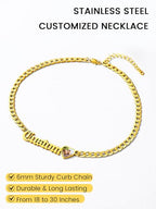 GoldChic JEWELRY Name Necklace Personalized for Men, Womens Custom Name Plate Chain, Stainless Steel Customized Old English Nameplate Choker with Curb Chains Custom, 16 inches to 30 inches - color: Photo & Cuban Chain 6 mm -Gold
