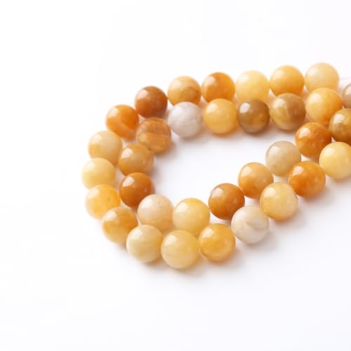 Topaz Stone Beads Gemstone Round Crystal Energy Jade Stone Beads for Jewelry Making DIY Bracelet Necklace Jewelry Making 1 Strand 15.5inch 45PCS 8MM - color: topaz, size: 8MM