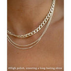 3PCS Gold Necklaces for Women,Chunky Statement Gold Plated Necklace Stack Layered Sterling Silver Herringbone Chains for Women Dainty Trendy Silver Chains Stacked Jewelry Gifts - color: silver statement necklace set