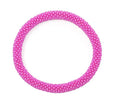 Wigspedia Crochet Glass Seed Bead Nepal Boho Bracelet - Single Piece Solid - color: Hot Pink