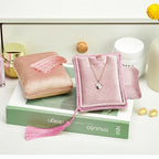 Necklace Boxes, Velvet Small Earring and Necklace Case for Women with Tassel, Empty Long Necklace Pendant Box for Her(Pink) - color: Pink