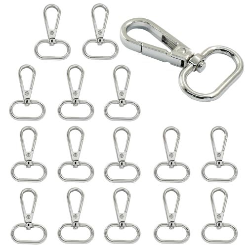 16 Pack Swivel Lobster Clasps, 1 Inch Silver Lobster Claw Clasps for Keychains, Oval Ring Swivel Snap Hooks Metal Lobster Clips for Purse, Snap Tabs, Craft Making - color: Silver