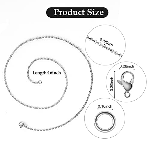 UMAOKANG 30 Pack Silver Chains for Jewelry Making, Stainless Steel Cable Chains Bulk Unisex Necklace Jewelry Chain (16 Inches) - color: Silver Cable, size: 16 Inch
