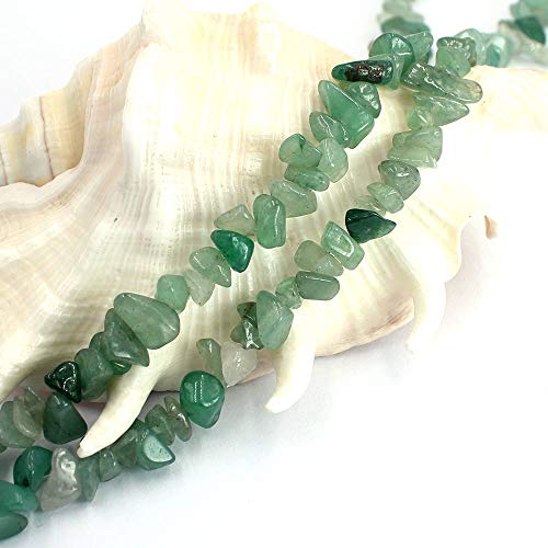 Jewelry Making 6-8mm Gemstone Fluorite Indian Moss Black Onyx Agate Aventurine Jade Opalite Carnelian Chips Beads Strand 34" (Green Aventurine Jade) - color: Green Aventurine Jade