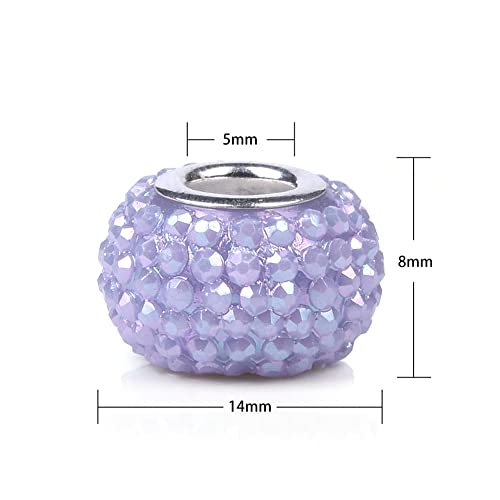 100 Pieces 14mm European Large Hole Spacer Beads Mix Color with Silver Brass Cores Assortments Charm Lampwork Beads Supplies for Necklace Bracelets Jewelry Making (Bayberry ball) - color: Bayberry ball