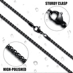 Fiusem Black Wheat Chains for Men and Women, 2/2.5/3/4/5mm Stainless Steel Necklace Chain, Mens Necklace Jewelry Gift 16-28 Inch - size: 20 Inches, style: Black 2.5MM