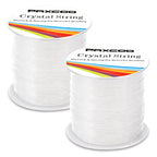 Bracelet String, Paxcoo 2 Rolls Elastic Stretchy Bead String Cord for Clay Beads Kandi Pony Beads Bracelets Jewelry Making (0.8 MM, Crystal) - size: 0.8 MM, style: Crystal Clear
