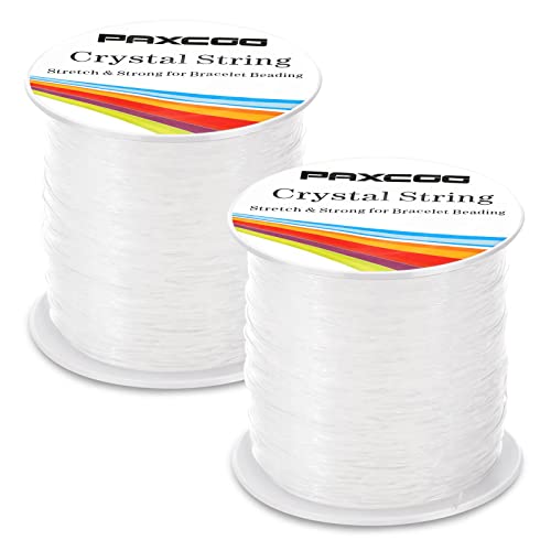 Bracelet String, Paxcoo 2 Rolls Elastic Stretchy Bead String Cord for Clay Beads Kandi Pony Beads Bracelets Jewelry Making (0.8 MM, Crystal) - size: 0.8 MM, style: Crystal Clear