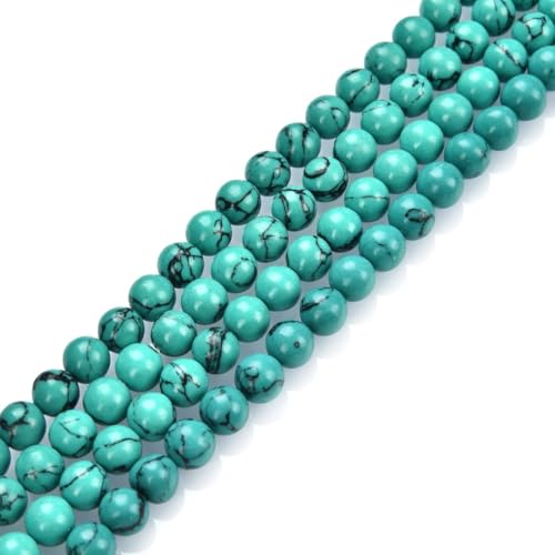120pcs Adabele Natural Green Turquoise Howlite Healing Gemstone 6mm Round Beads Gem Stone Spacer for DIY Craft Jewelry Making GS19-6 - color: Green Howlite (Imitated Turquoise), size: 6mm (120pcs/2 strands)