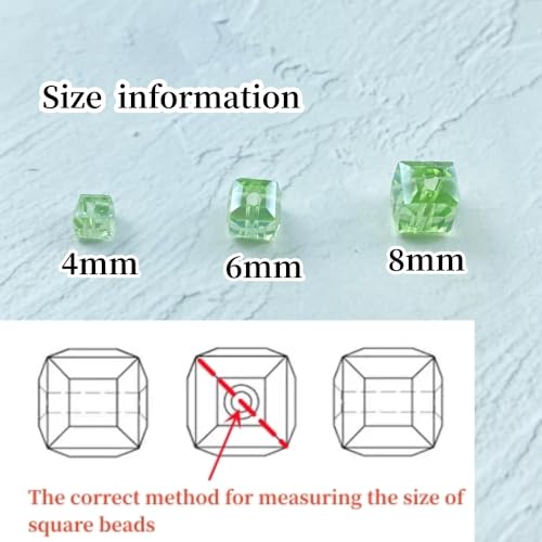 Crystal Glass Beads 200 Pieces 4mm Cube Crystal Glass Beads Faceted Square Shape Spacer Beads for Jewelry Making Bracelet Earring Necklace DIY Craft Making Supplies(Light Green AB) - color: Light Green AB, size: 4mm