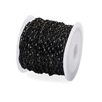 Pandahall 16.4 Feet Stainless Steel Rectangle Jewelry Cable Chains 4x2x1mm Unwelded Venetain Chains Box Chains with Spool for DIY Jewelry Making(Black)
