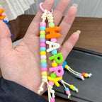 Mixed Color Big Hole Acrylic Number Letter Beads for Keychain Making Kit, 3D Letter Key Chain Making Kit with A~Z Alphabet Letters / 0~9 Numders/Round Beads/Wrist Straps/Carabiners/Cotton Rope