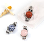 LE SKY 8 Pcs Natural Stone Pendants Unique Skull Shape Healing Crystal Charms for Jewelry Making Necklace