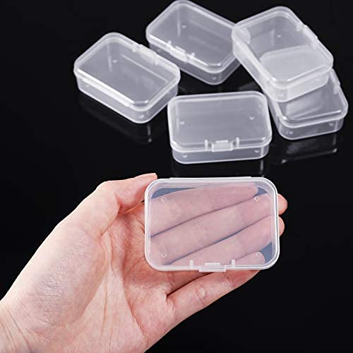 Jetec 6 Pieces Mini Plastic Clear Beads Storage Containers Box for Collecting Small Items, Beads, Jewelry, Business Cards, Game Pieces, Crafts (2.5 x 1.7 x 0.8 Inch) - size: 2.52 x 1.73 x 0.79 Inch