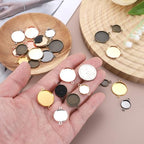 PATIKIL Pendant Trays for Jewelry Making, Blank Pendants Iron Double-hanging Bezel Settings Flat Base for Necklace Bracelet Charm - color: Bright Gold