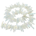 SUNYIK Angel Aura Quartz Titanium Coated Crystal Points Quartz Rough Sticks Spikes Point Beads 15 inch Strand Drilled - color: #1-Angel Aura Quartz(Rough), size: 0.4"-1.3"