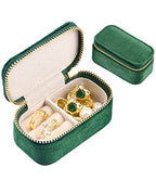 TAIMY Travel Jewelry Case, Mini Jewelry Travel Case, Velvet Small Travel Jewelry Box, Portable Jewelry Travel Organizer Box for Rings Earrings Necklaces(Emerald Green) - color: Mini-Emerald Green