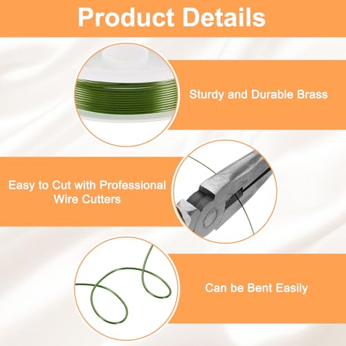 HARFINGTON 10ft Jewelry Wire, 22 Gauge (0.7mm) Brass Craft Soft Metal Tarnish Resistant Copper Beading Wire for Jewelry Making Supplies Crafting, Green - color: Green, size: 21 Gauge x 10ft